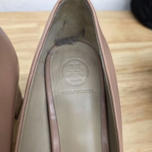 Tory Burch 'Raleigh' Leather Pump Logo Toe - Blush Oak - Size 7 - Picture 7 of 11